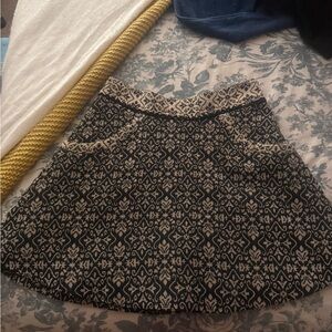 Free People Black and Cream Textured Circle Skirt